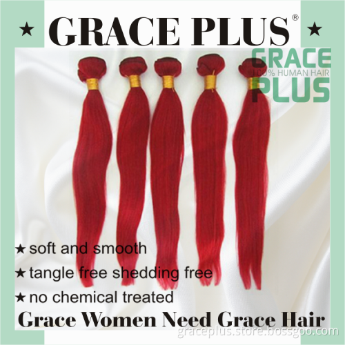 Factory Sale Unprocessed 7A Top Grade Straight Human Hair Peruvian Virgin Hair red color